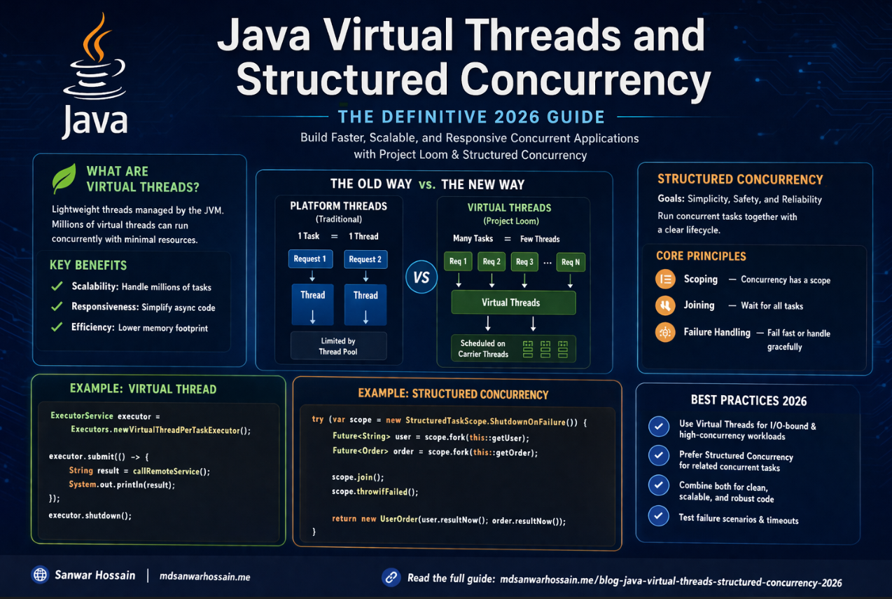 Java code with concurrency and virtual threads in a modern IDE